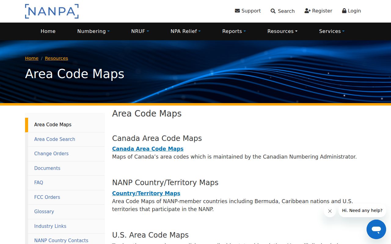 NANPA area code map resource covering Kansas phone area code geography