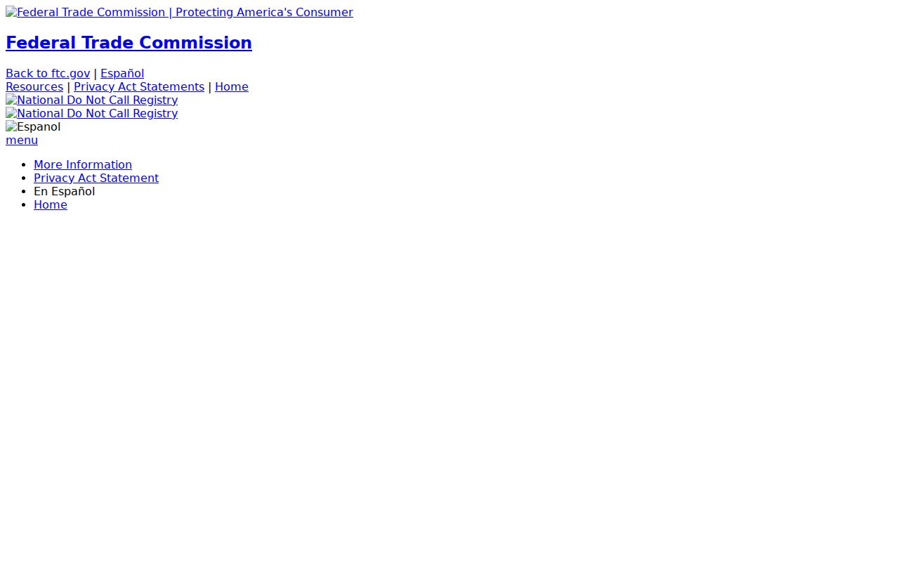 FTC Do Not Call Registry page for reducing unwanted calls to Kansas phone numbers