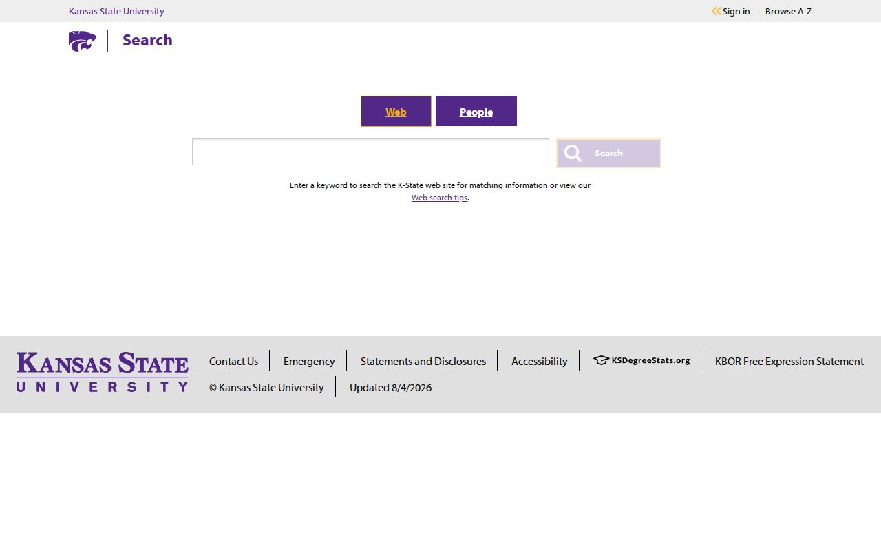 Kansas State University people search page for campus phone numbers